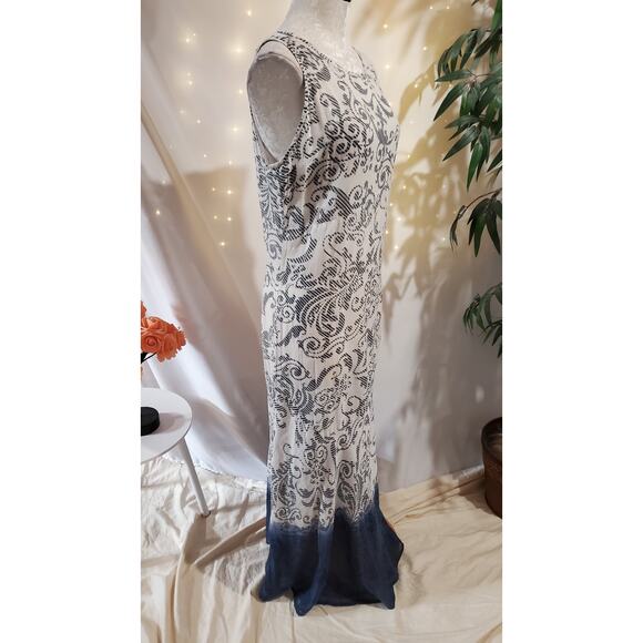 Alberto Makali Swirl Print Dip Dye Cotton Maxi Dress Size L Sleeveless Light - Picture 4 of 11